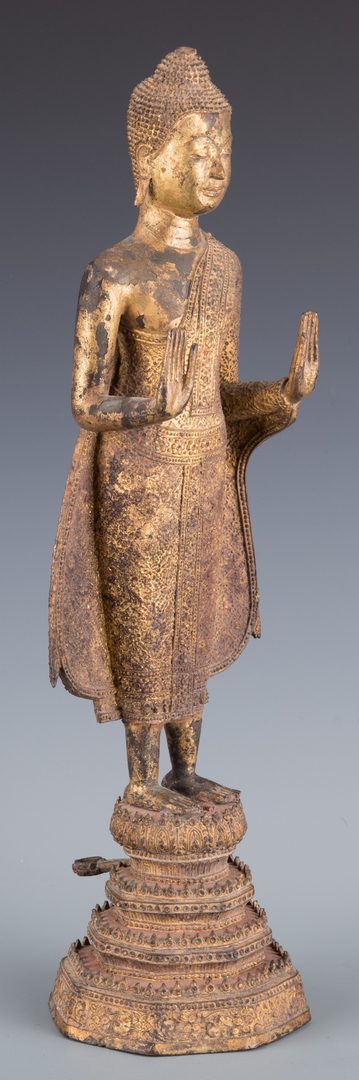 Lot 251: Gilt Bronze Buddha, double abhaya mudra