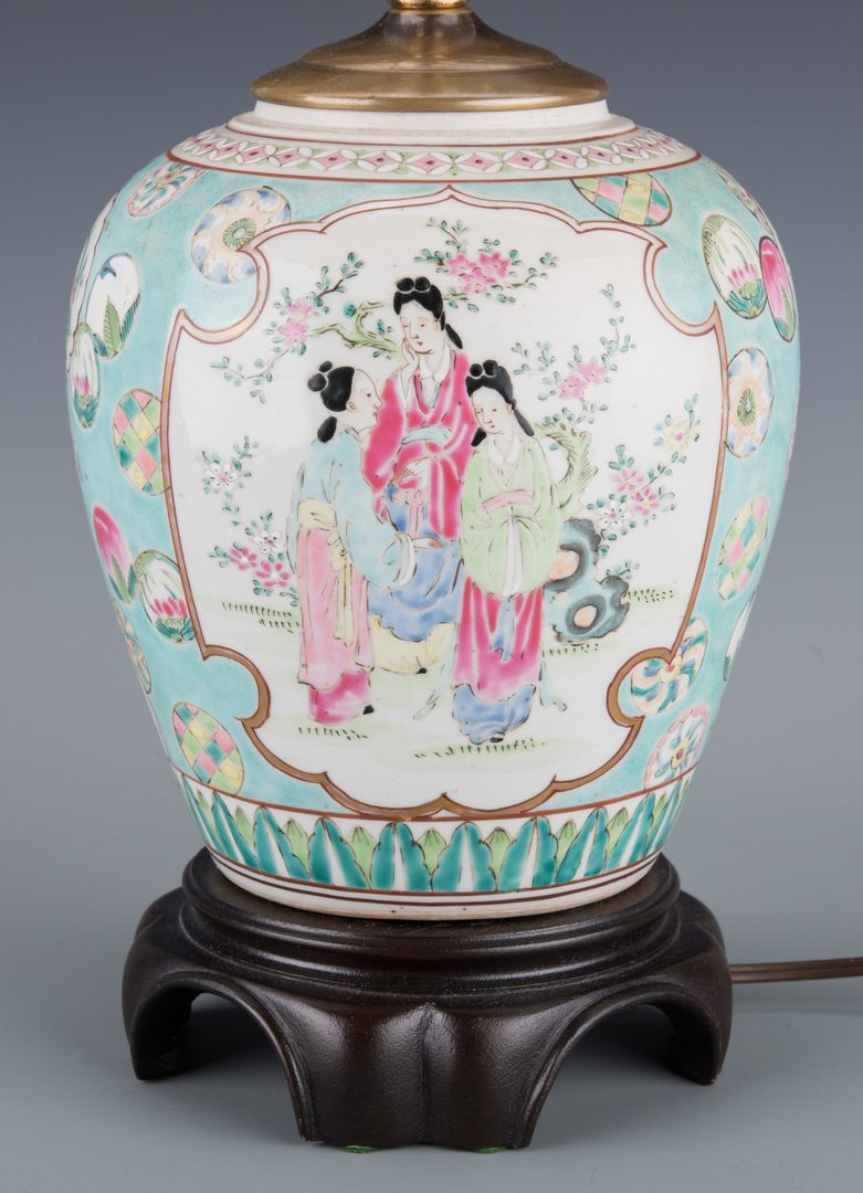 Lot 258: Pr. Chinese Republic  Hat Stands & Porcelain Lamp