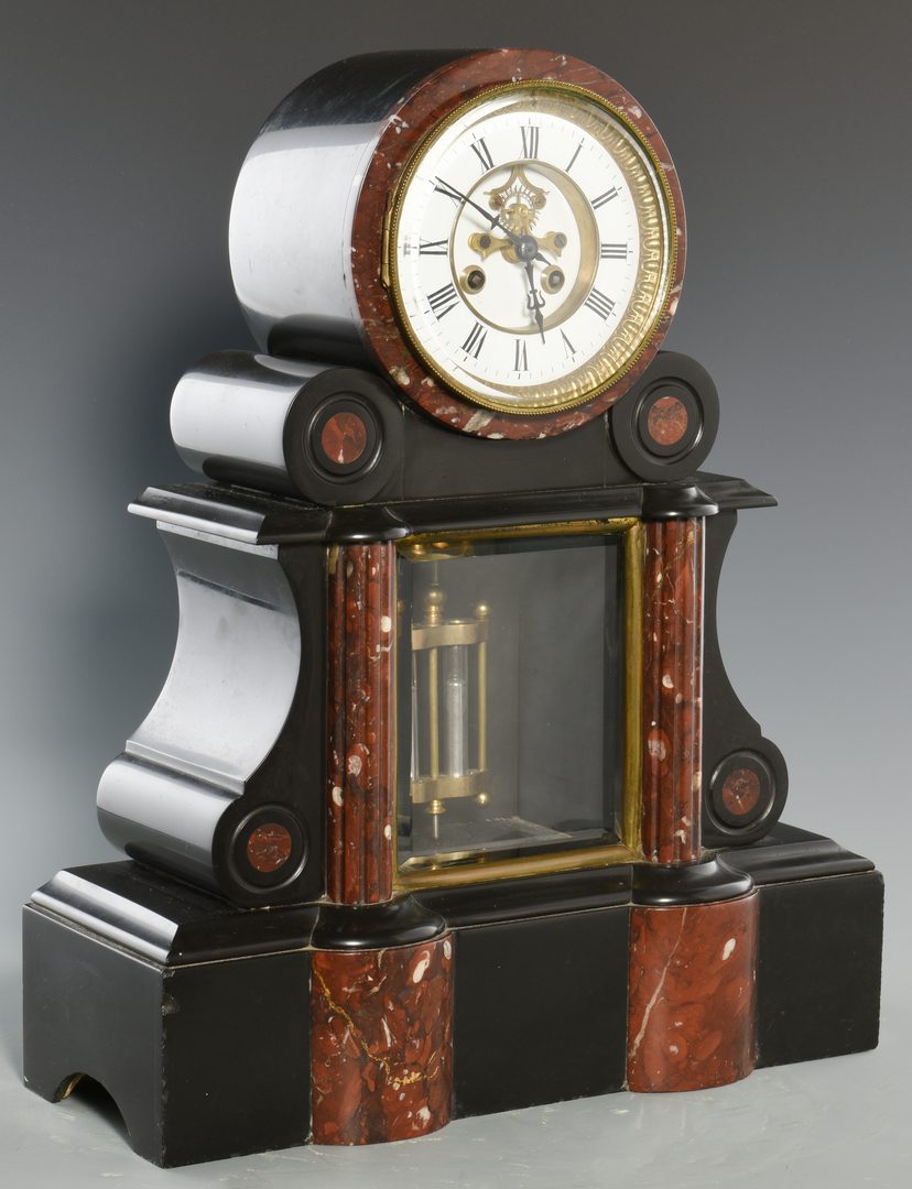 Lot 278: Vincenti & Cie Slate and Marble Clock