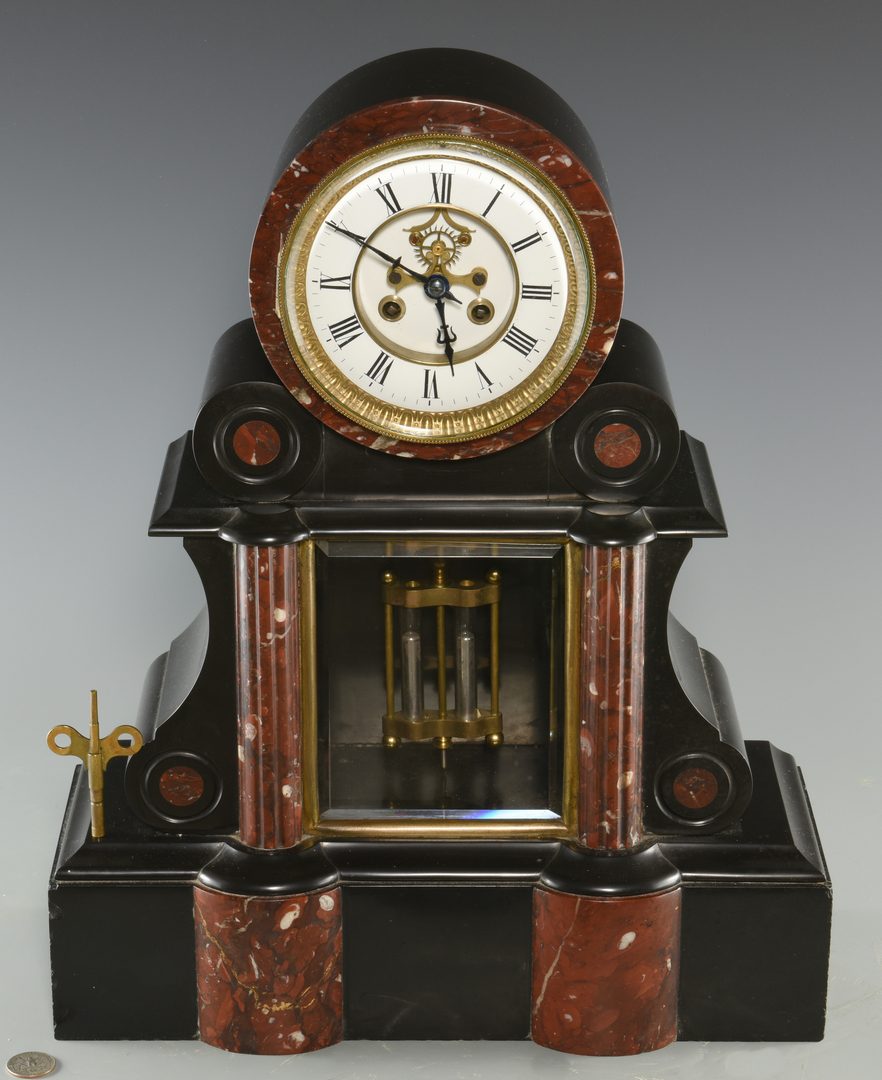 Lot 278: Vincenti & Cie Slate and Marble Clock