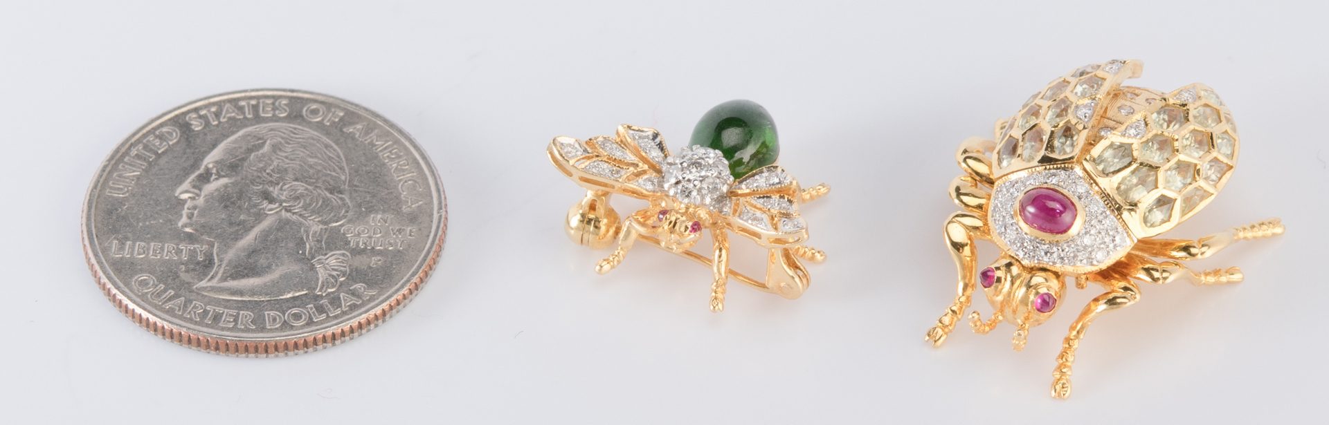 Lot 315: 2 Jeweled Beetle and Bee Pins