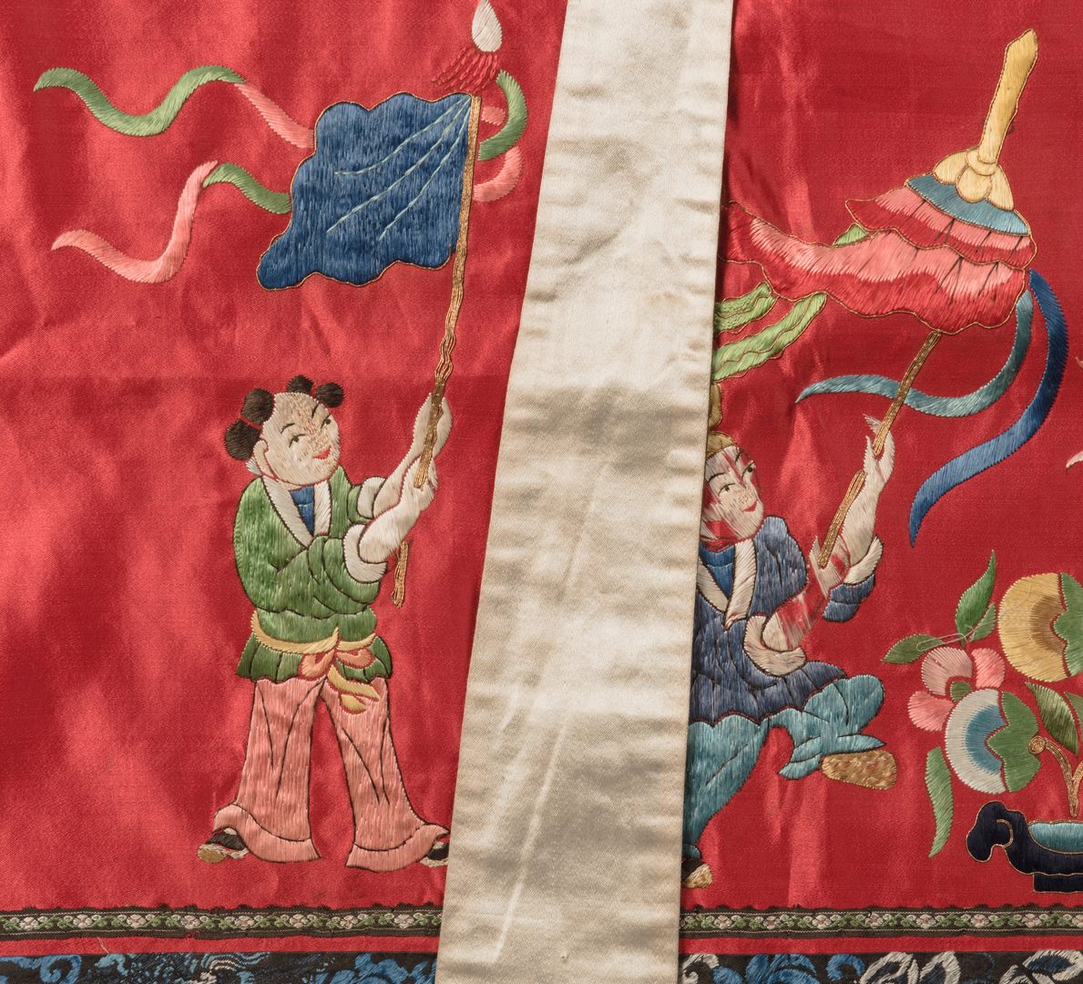 Lot 34: Japanese Scroll & 5 Chinese Silk Embroidered Textiles