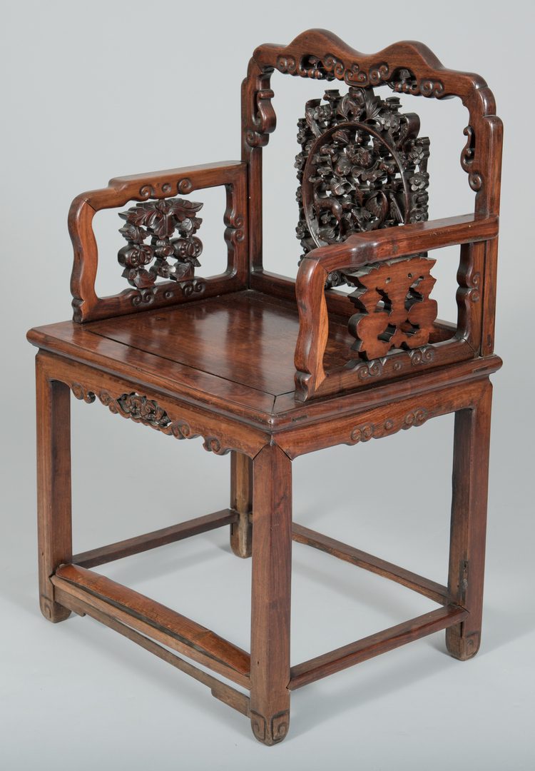 Lot 35: 2 Chinese Carved Hardwood Chairs