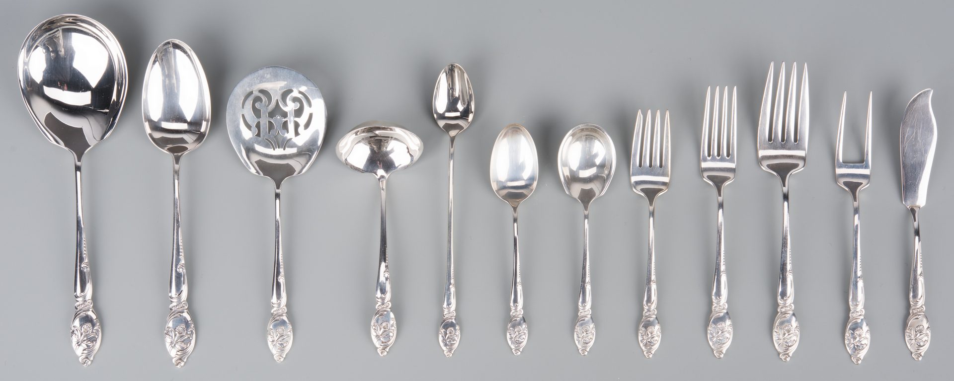 Lot 372: Westmorland Enchanted Orchid Sterling Flatware, 85 pcs