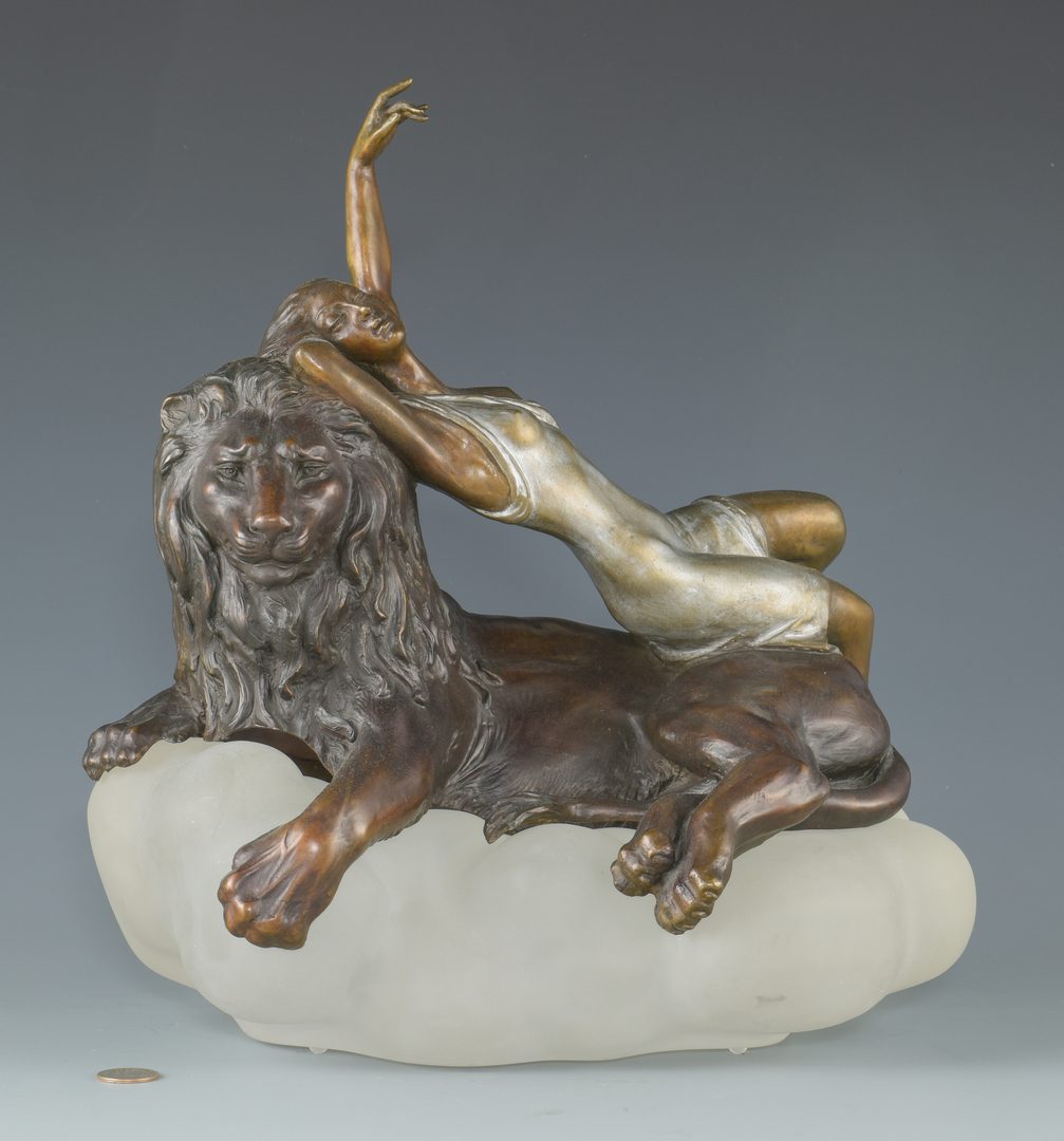 Lot 386: Russian Misha Frid Bronze Nude w/ Lion