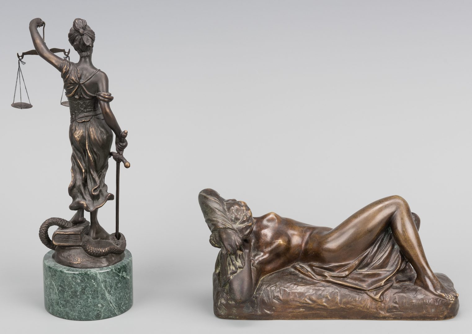 Lot 387: 2 Bronze Female Sculptures, incl. Nude