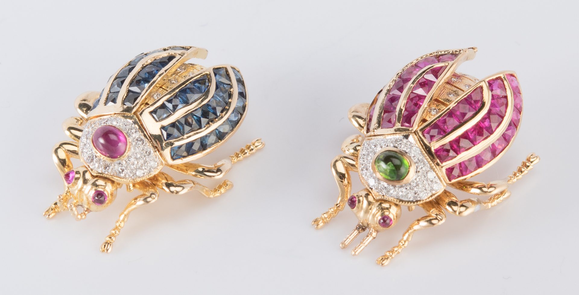 Lot 42: 2 Jeweled Beetle Movable Pins