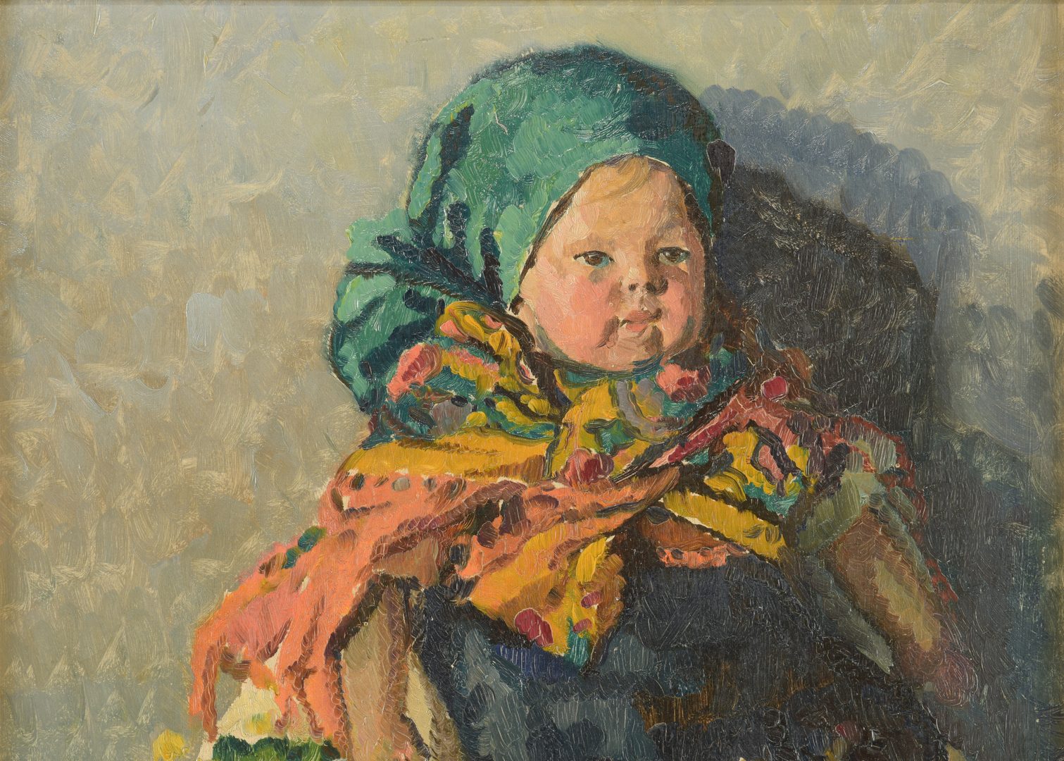 Lot 434: Ritta Boemm O/B Portrait of Young Peasant Girl