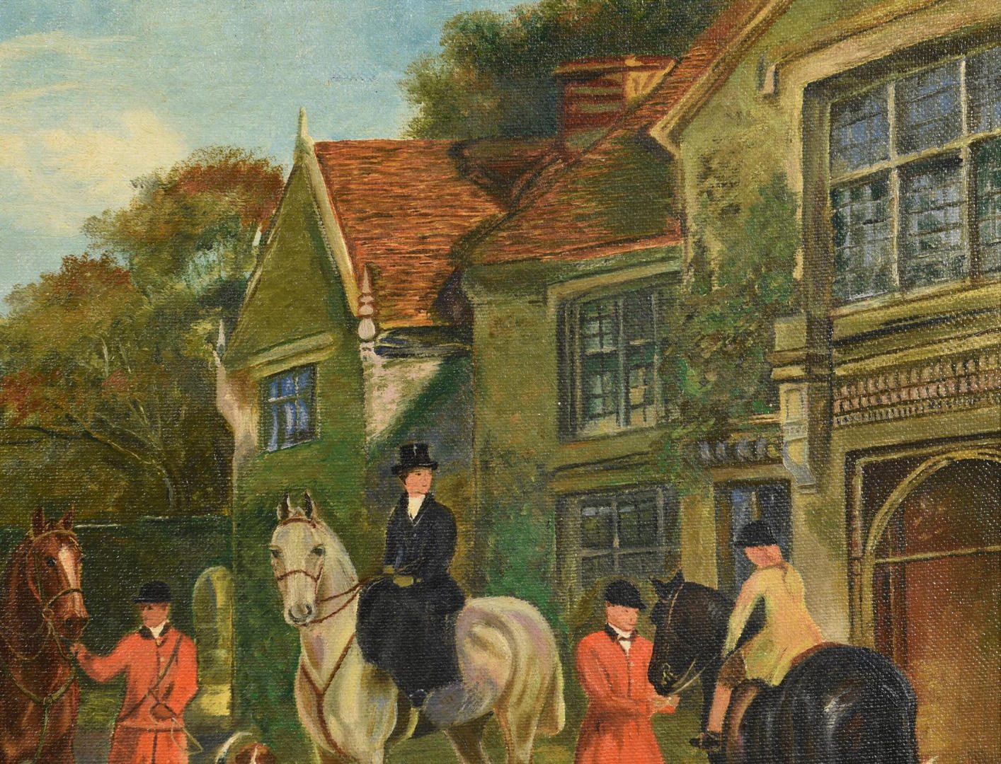 Lot 436: English Oil on Canvas Hunting Scene