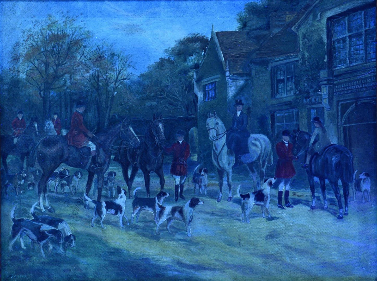 Lot 436: English Oil on Canvas Hunting Scene
