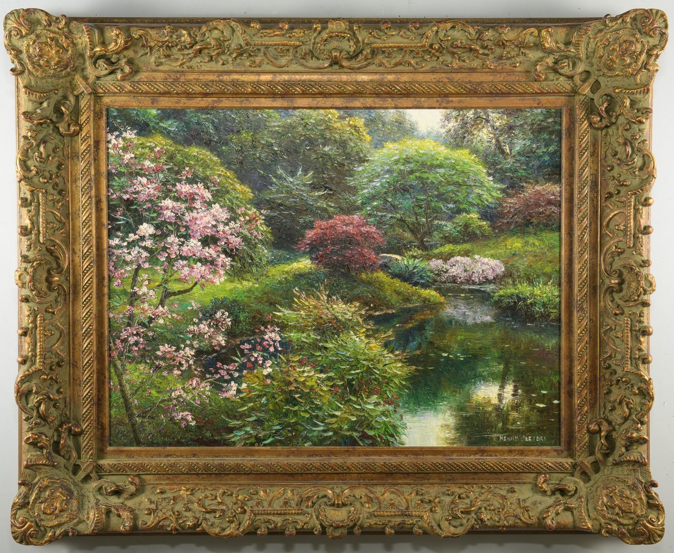 Lot 448: Henry Peeters O/C Garden Landscape