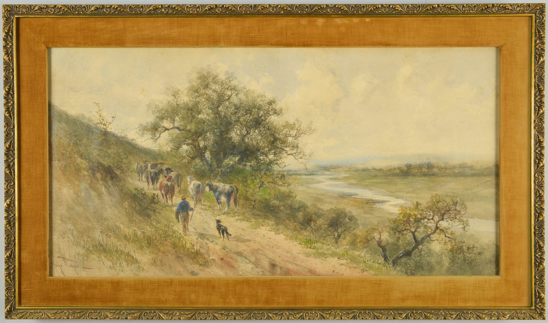 Lot 449: 2 Watercolor Landscapes: Fisher, Eisen