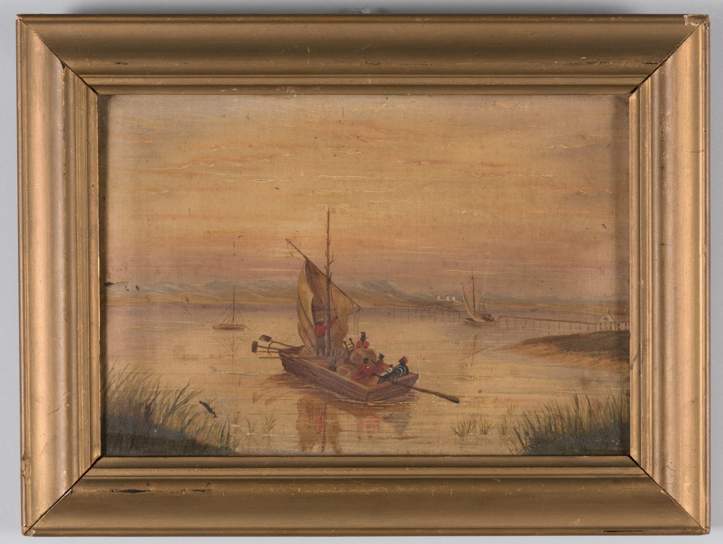 Lot 469: 2 oils: Clamdiggers and Sunset