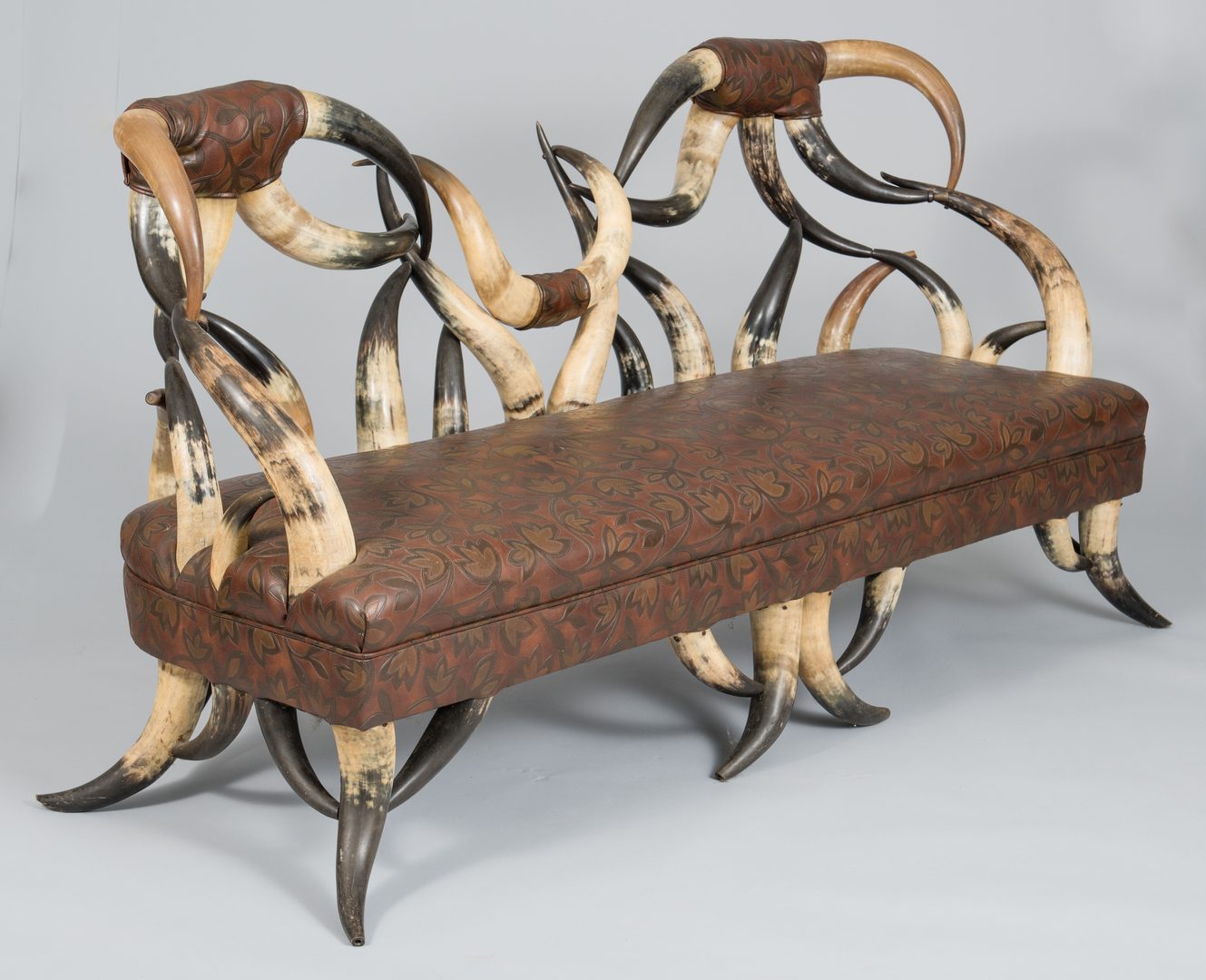 Lot 487: American Steer Horn Couch & Matching Chair