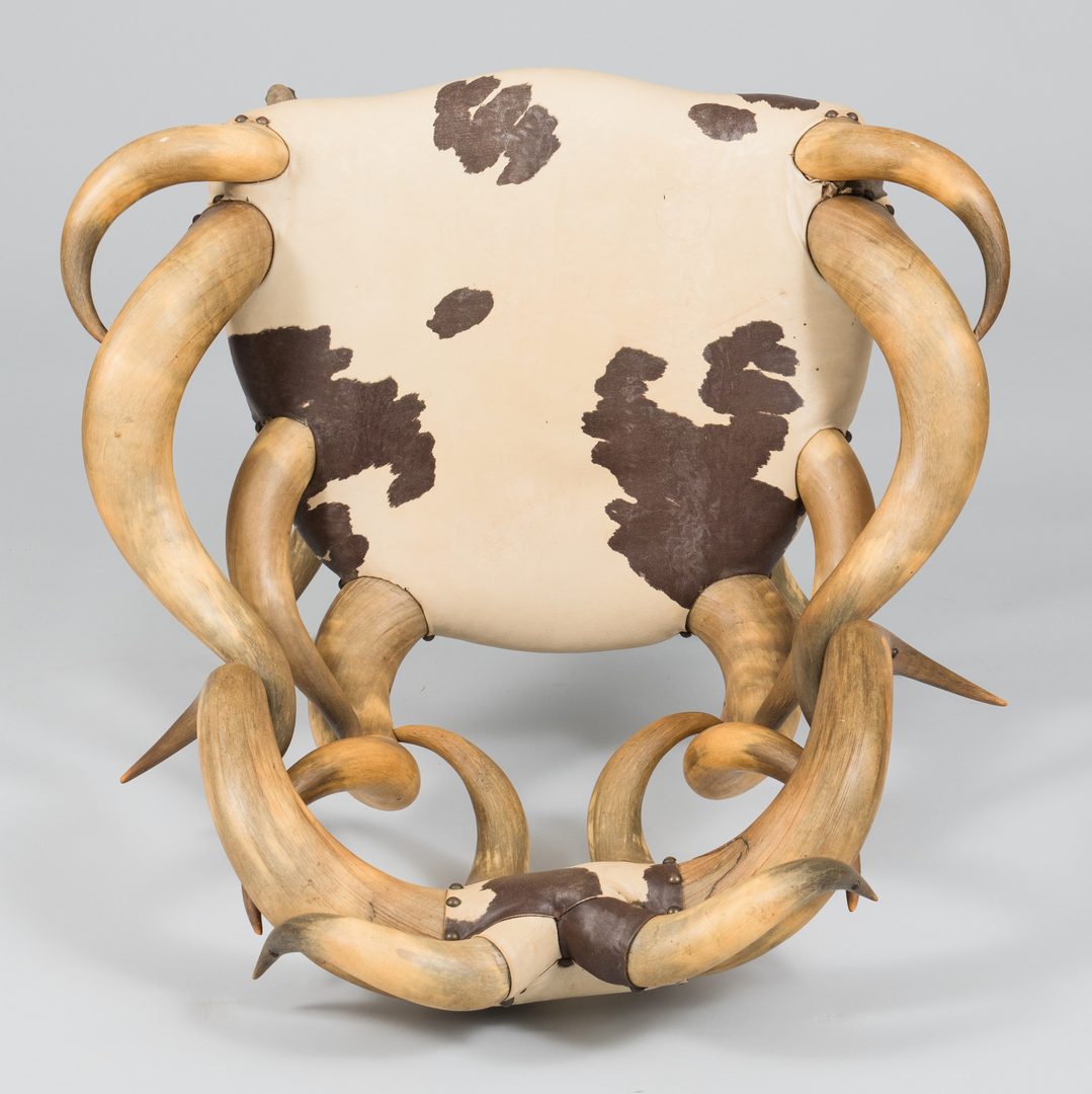 Lot 488: American Steer Horn Chair & Footstool