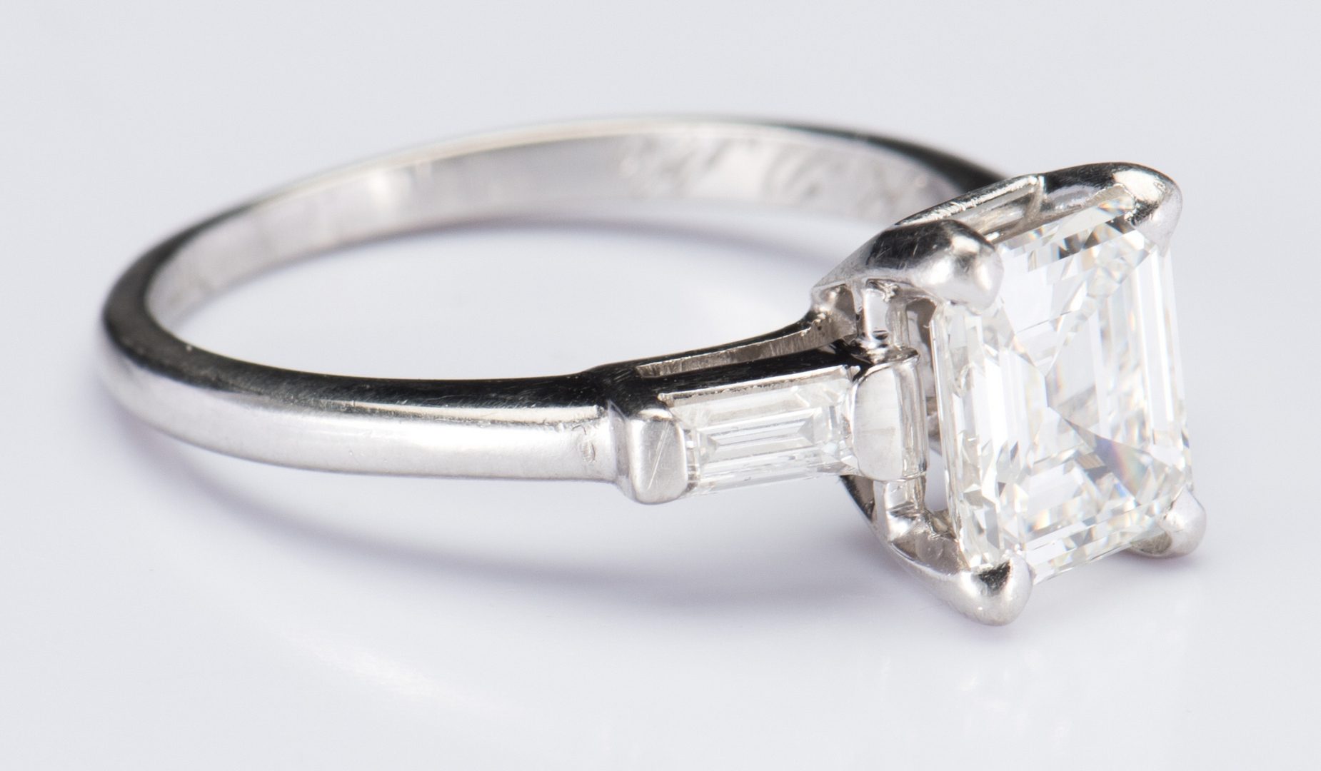 Lot 48: Plat 1.56 ct. Emerald Cut Diamond Ring