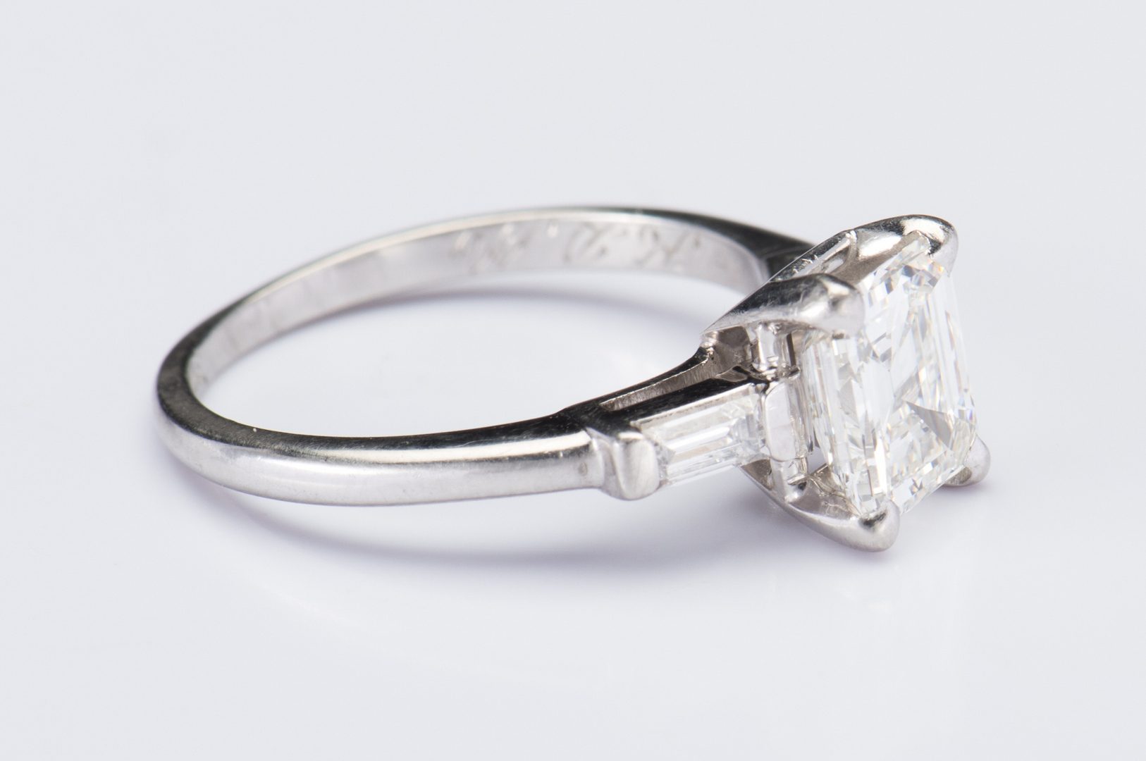 Lot 48: Plat 1.56 ct. Emerald Cut Diamond Ring