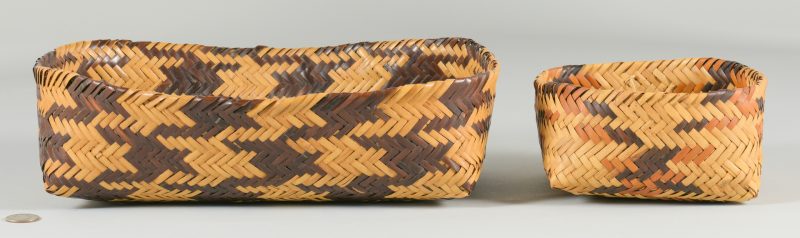 Lot 508: 2 Cherokee Double Weave Rivercane Baskets