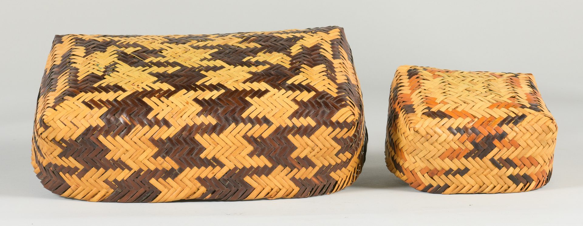 Lot 508: 2 Cherokee Double Weave Rivercane Baskets