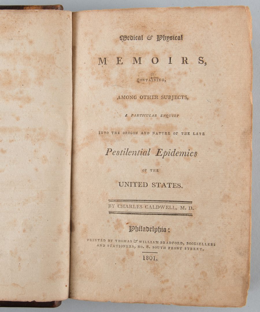 Lot 528: Caldwell Memoirs Pestilential Philadelphia 1801