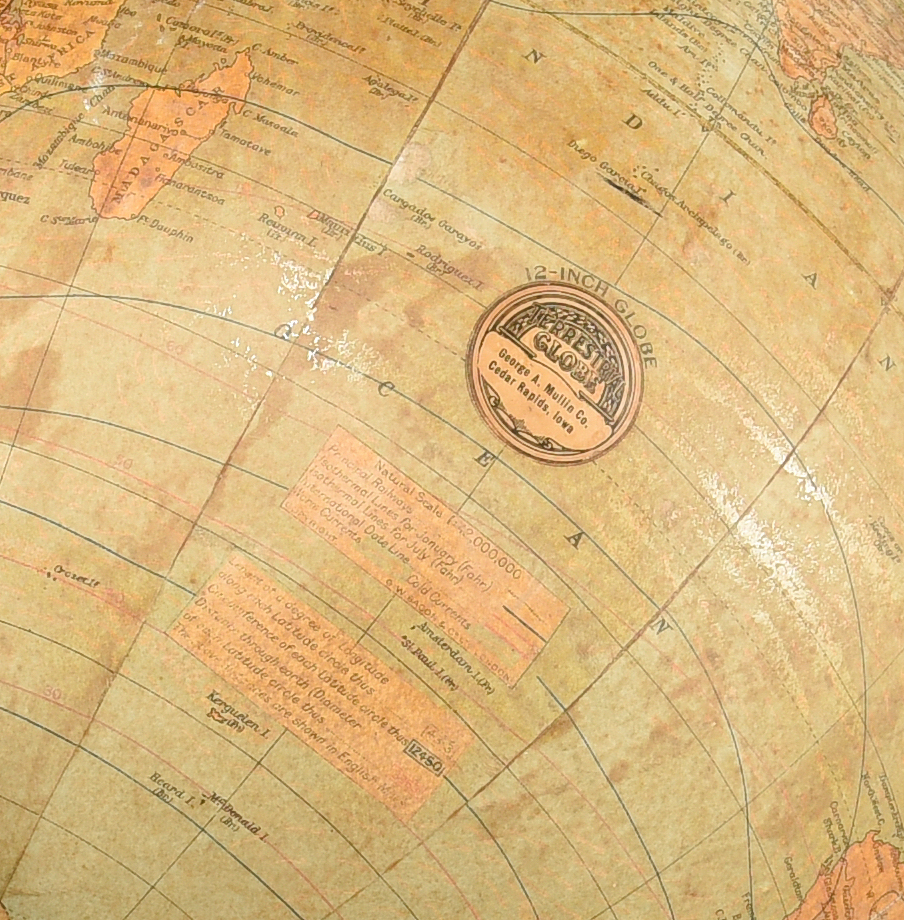 Lot 532:  G. A. Mullin Co. Terrestrial  Globe on Stand