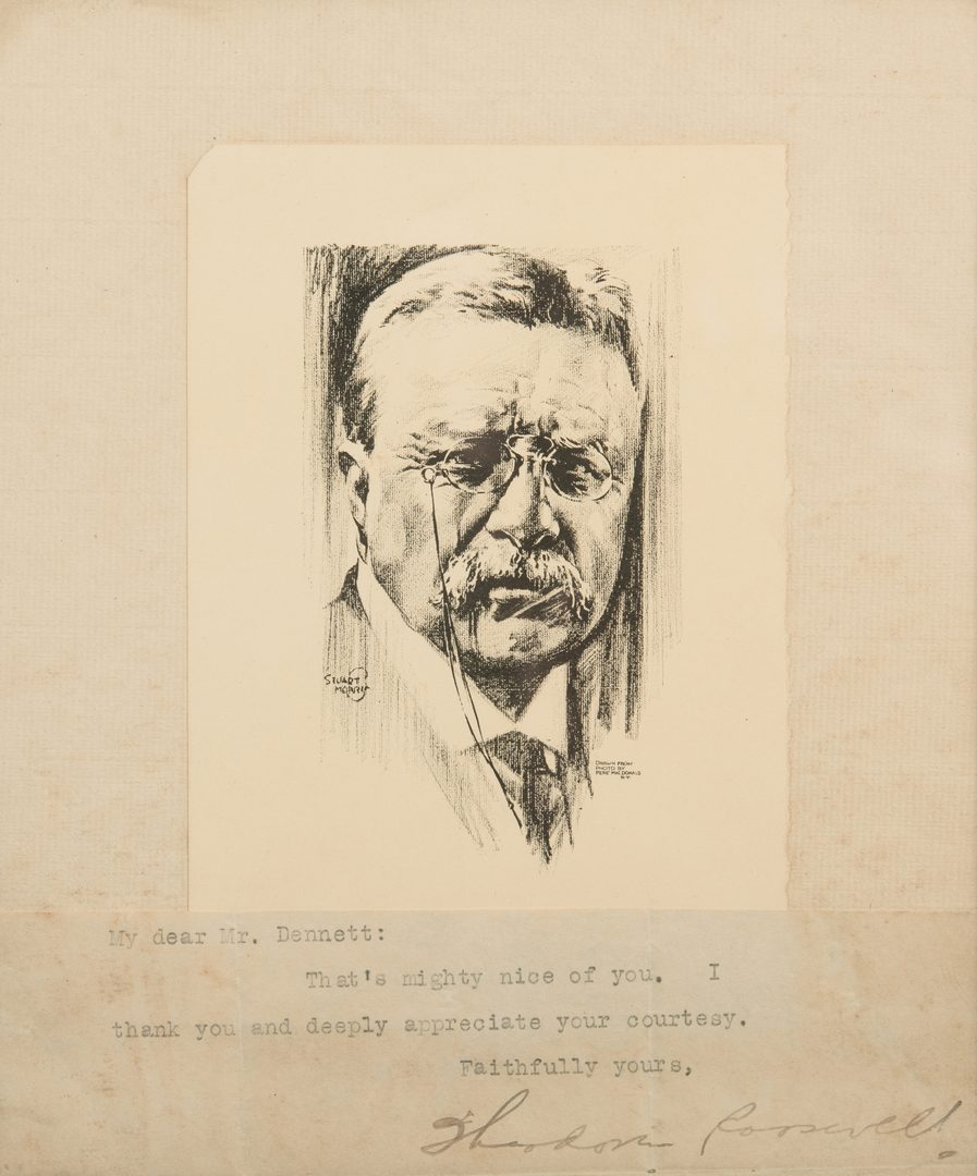 Lot 563: Theo. Roosevelt signed document, prints – 3 pcs