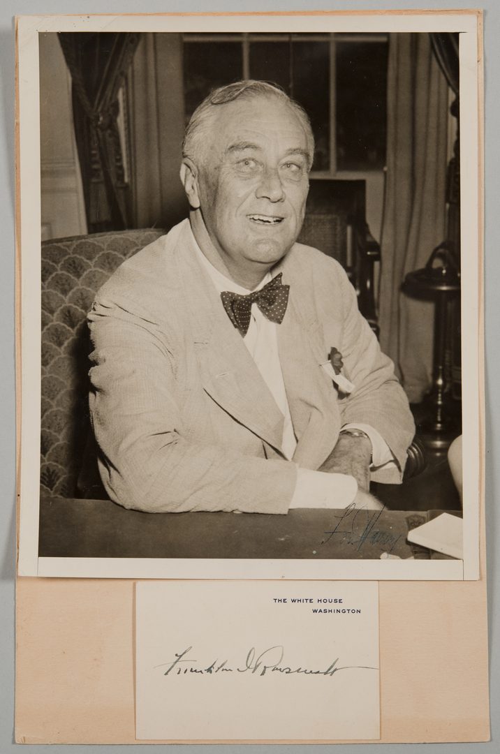 Lot 565: F.D. Roosevelt Signed Card, Photo