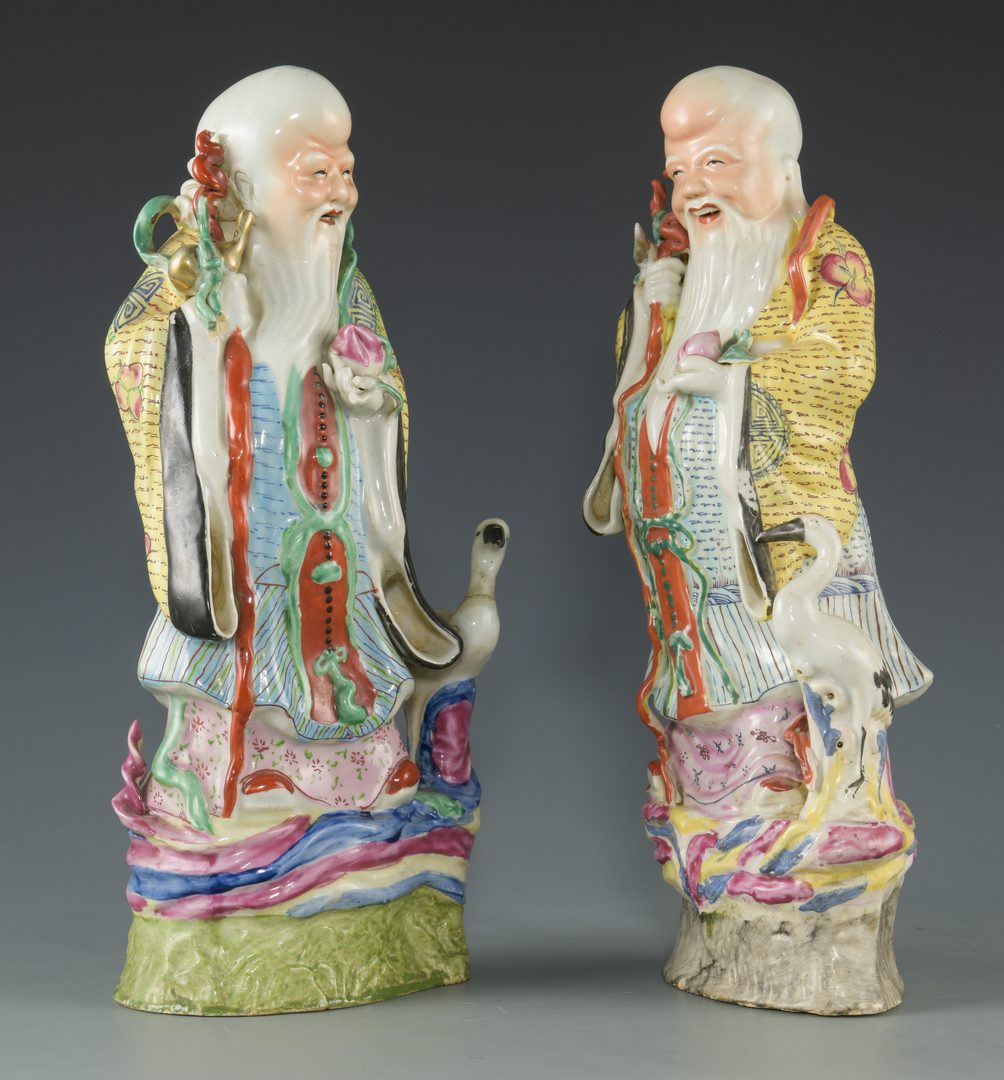 Lot 591: 2 Chinese Porcelain Longevity Figures