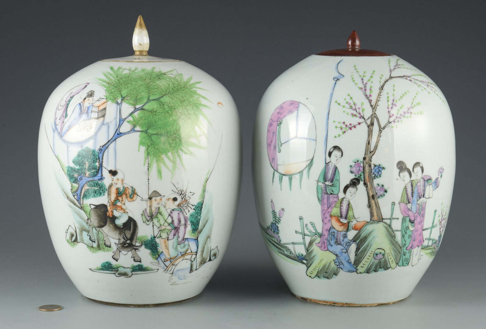 Lot 597: Two Chinese Famille Rose Ginger Jars