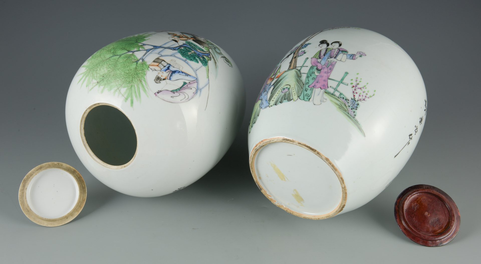 Lot 597: Two Chinese Famille Rose Ginger Jars