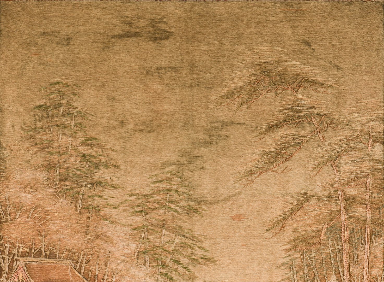 Lot 605: Meiji Embroidered Landscape Panel