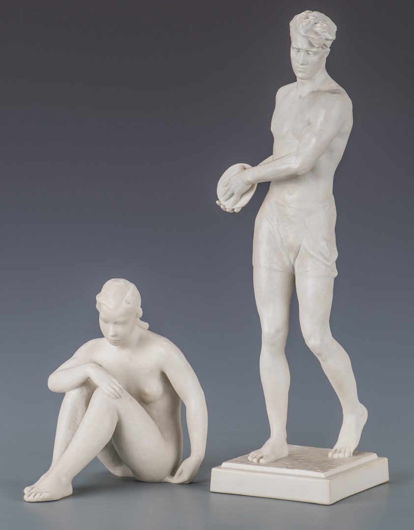 Lot 608: Pair of Rosenthal Figures, Discus Thrower and Female