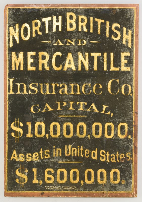 Lot 631: Chicago Insurance Co. Painted Trade Sign