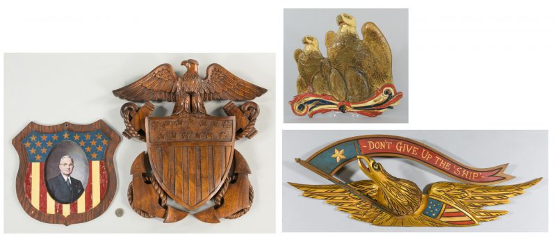 Lot 633: 4 Folk Art Americana Eagle Items