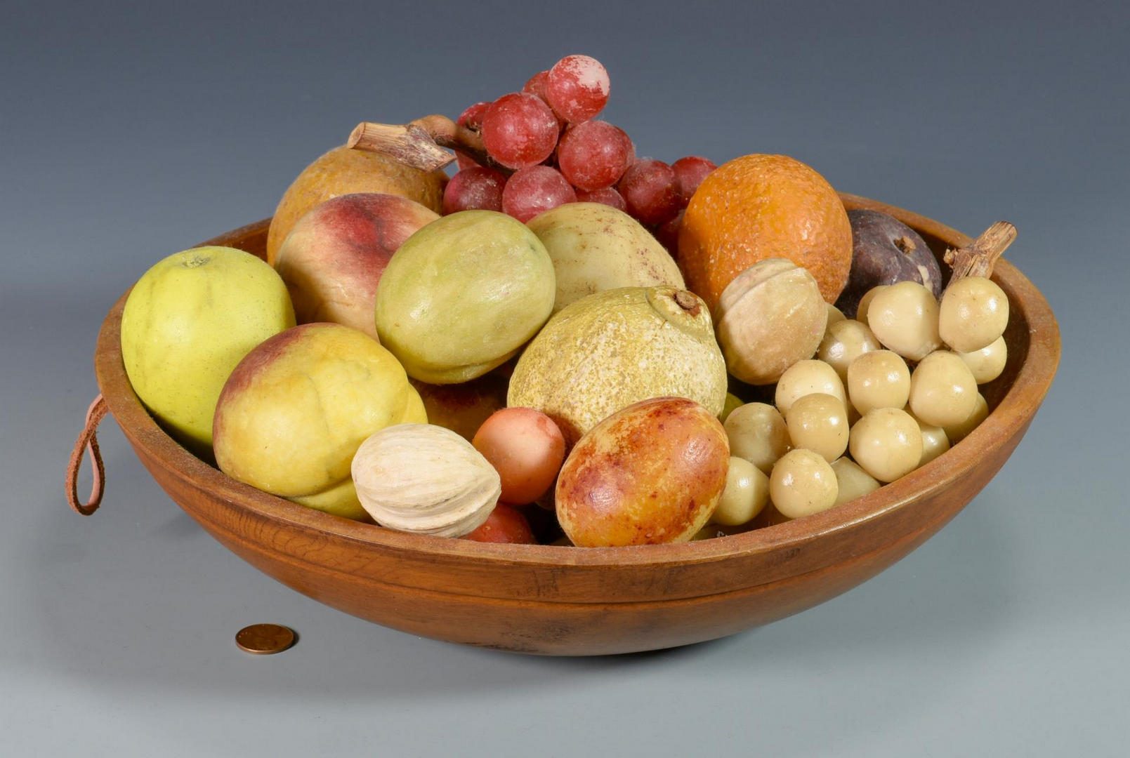 Lot 639: Carved Stone Fruit with bowl