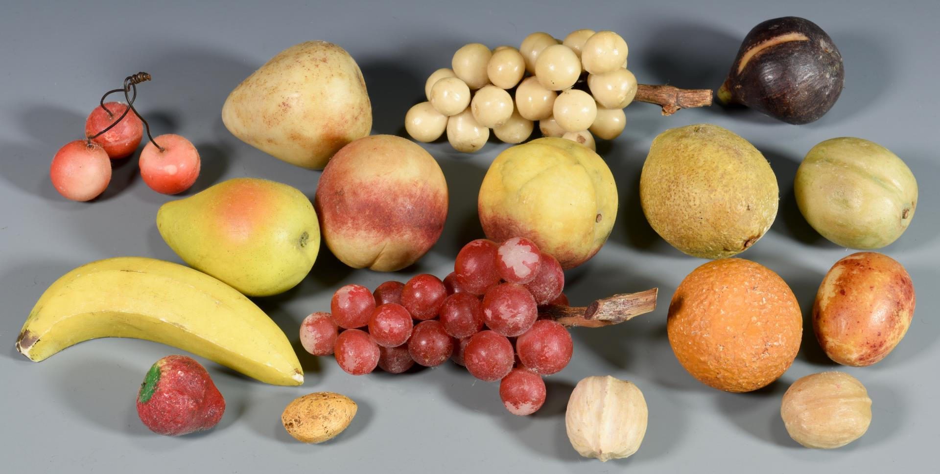 Lot 639: Carved Stone Fruit with bowl