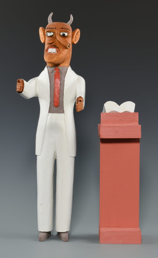 Lot 655: 2 Sulton Rogers Carvings, Horned Preacher with Pulpit