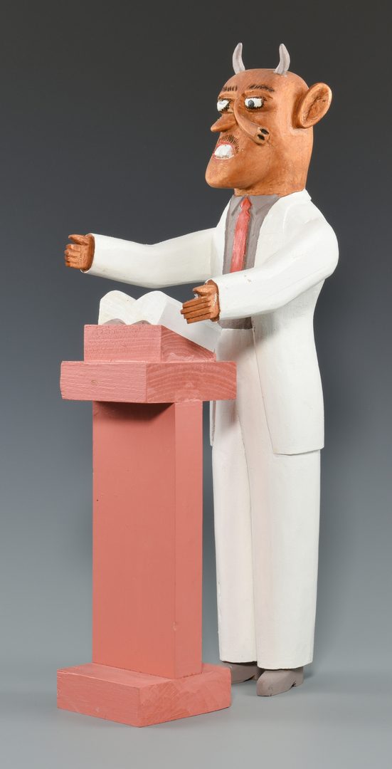 Lot 655: 2 Sulton Rogers Carvings, Horned Preacher with Pulpit