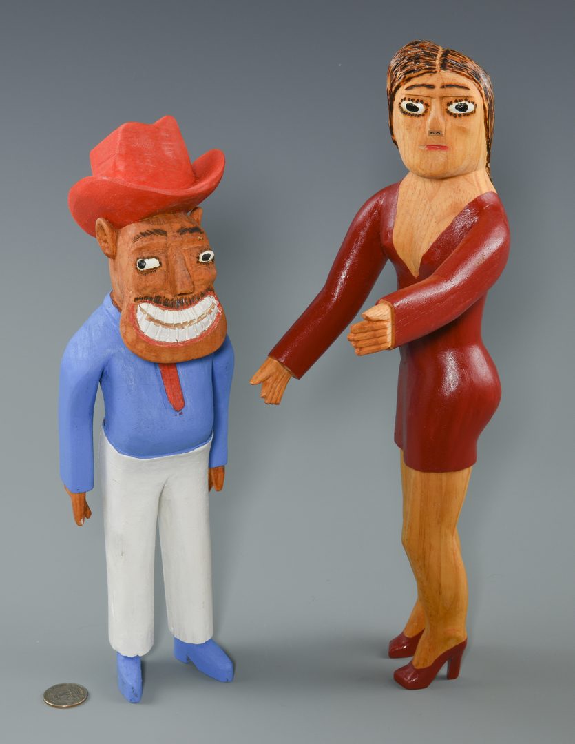Lot 656: 2 Sulton Rogers Carvings, Man and Woman
