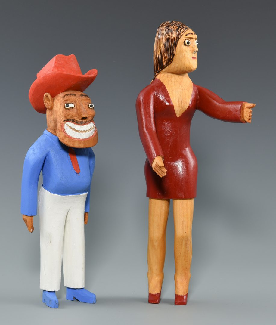 Lot 656: 2 Sulton Rogers Carvings, Man and Woman