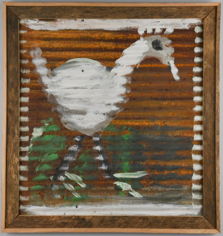 Lot 658: Jimmie Lee Sudduth, Acrylic on Tin, Bird