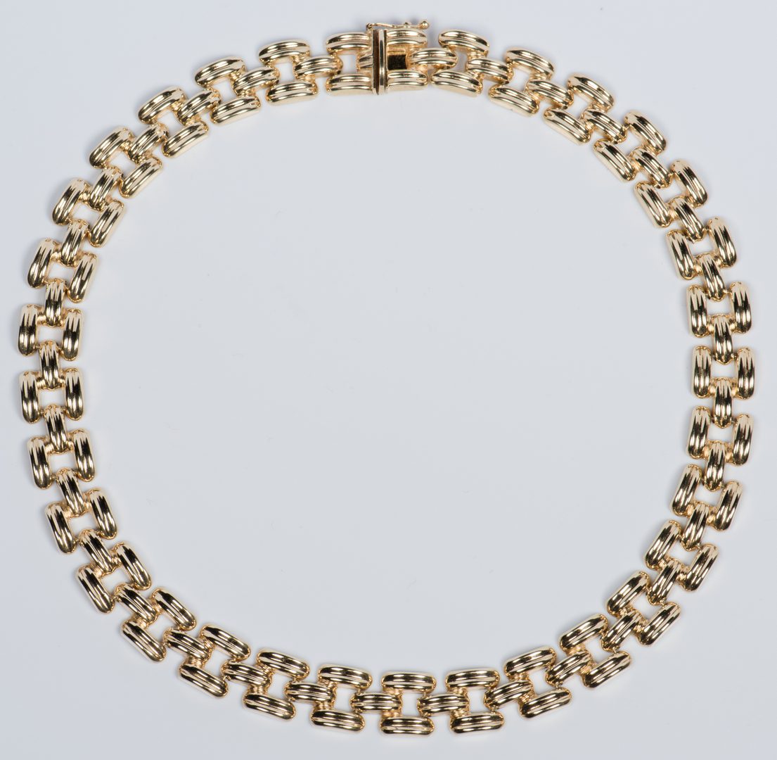 Lot 702: 14K Italian Collar Necklace, 32.9 g.