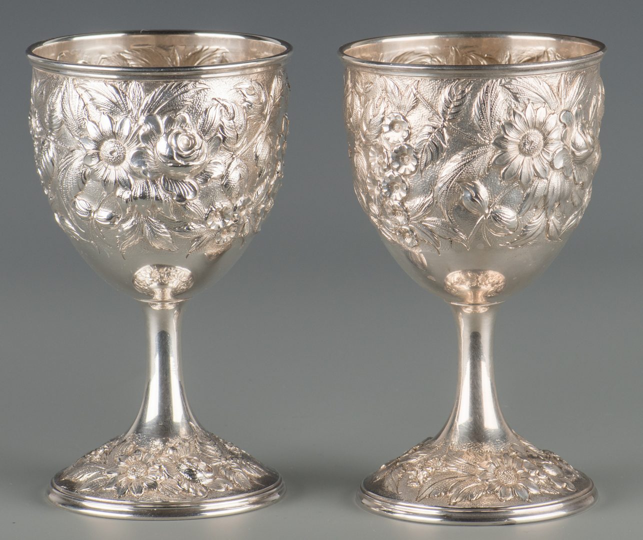 Lot 72: 10 Kirk Repousse Sterling Goblets