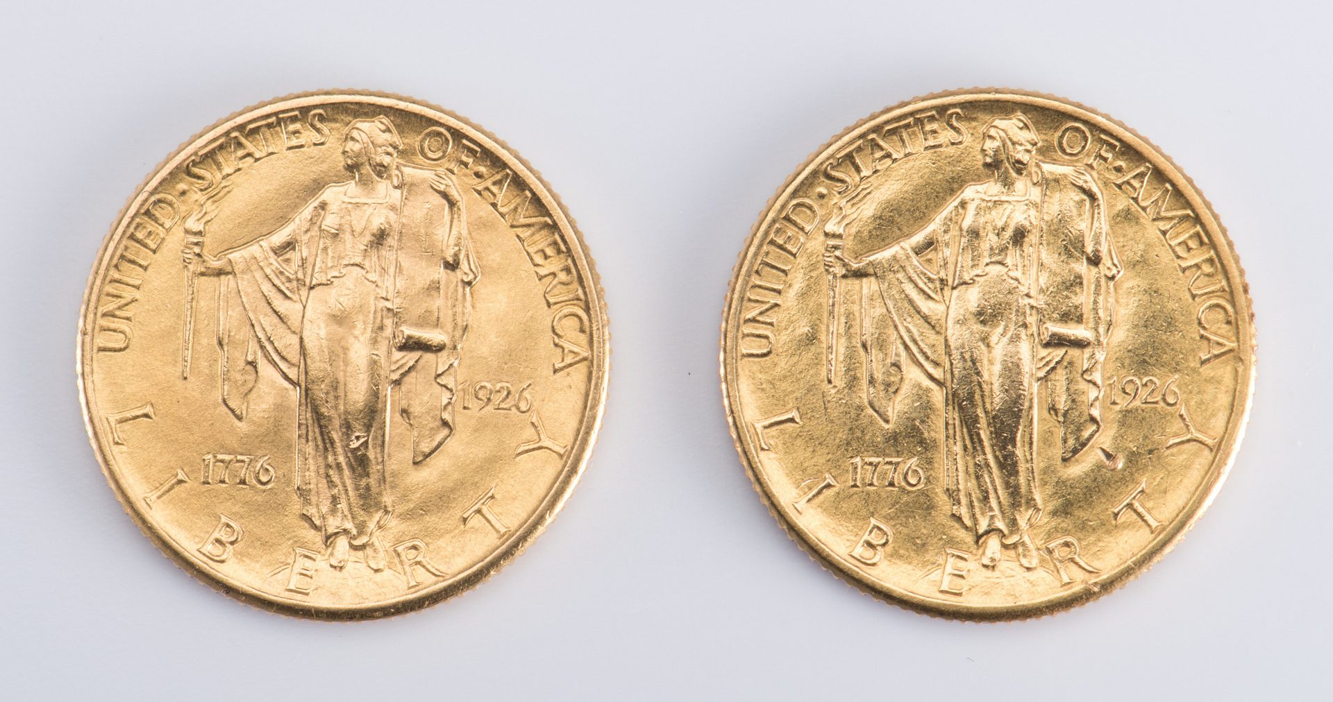 Lot 730: Pair 1926 Gold Sesquicentennial 2.5 Coins