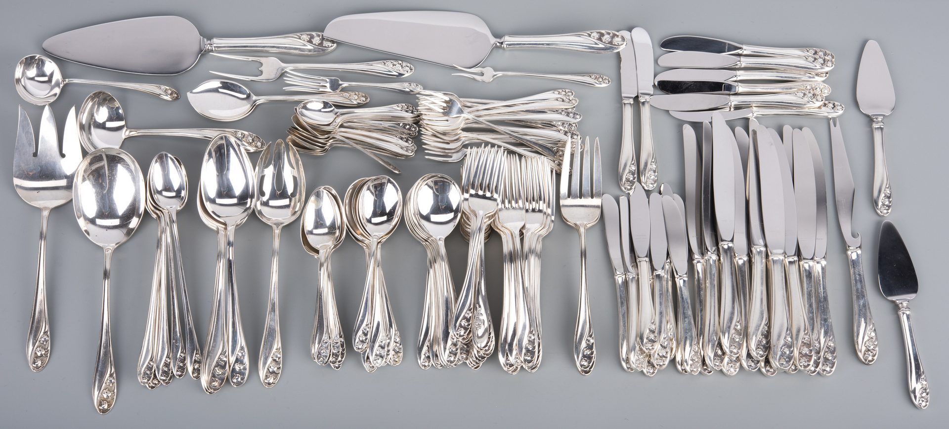 Lot 76: Gorham Lily of Valley Sterling Flatware, 143 pcs