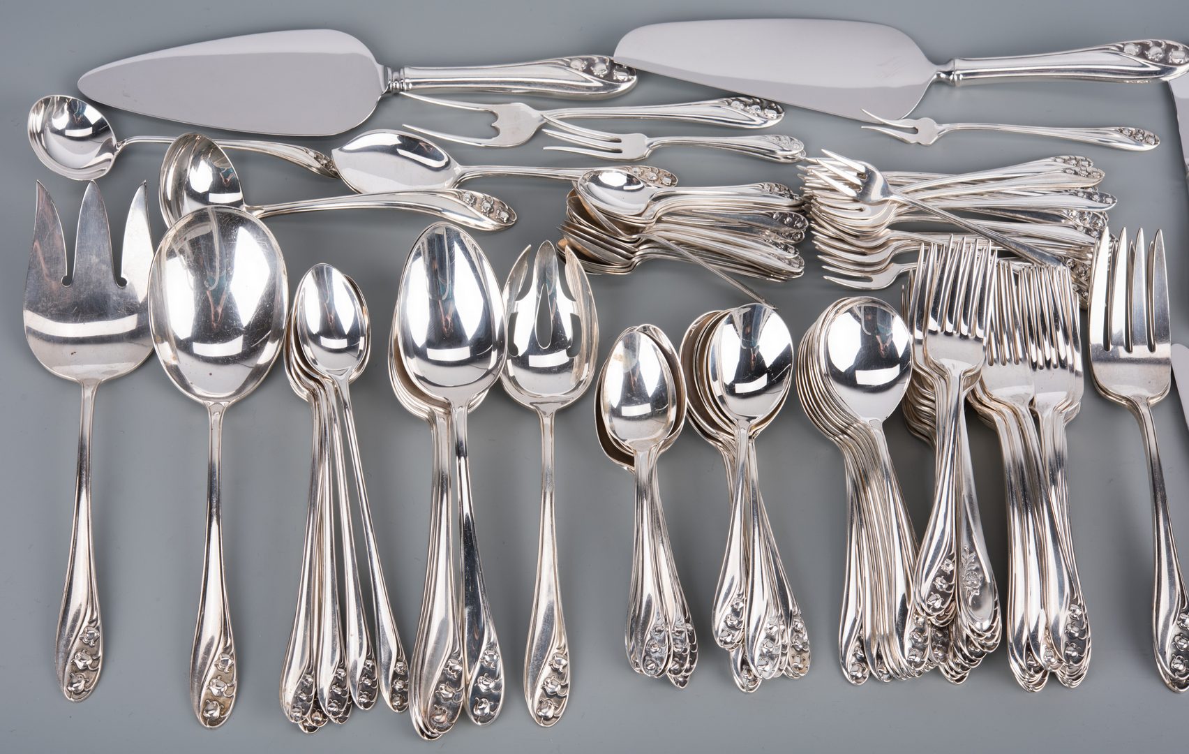 Lot 76: Gorham Lily of Valley Sterling Flatware, 143 pcs