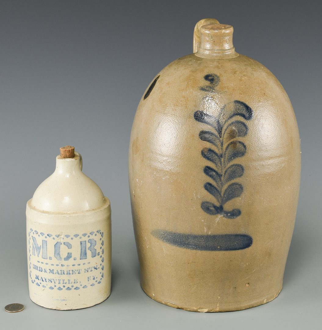 Lot 847: 2 Southern Stoneware Pottery Items, incl. M. C. Russsell