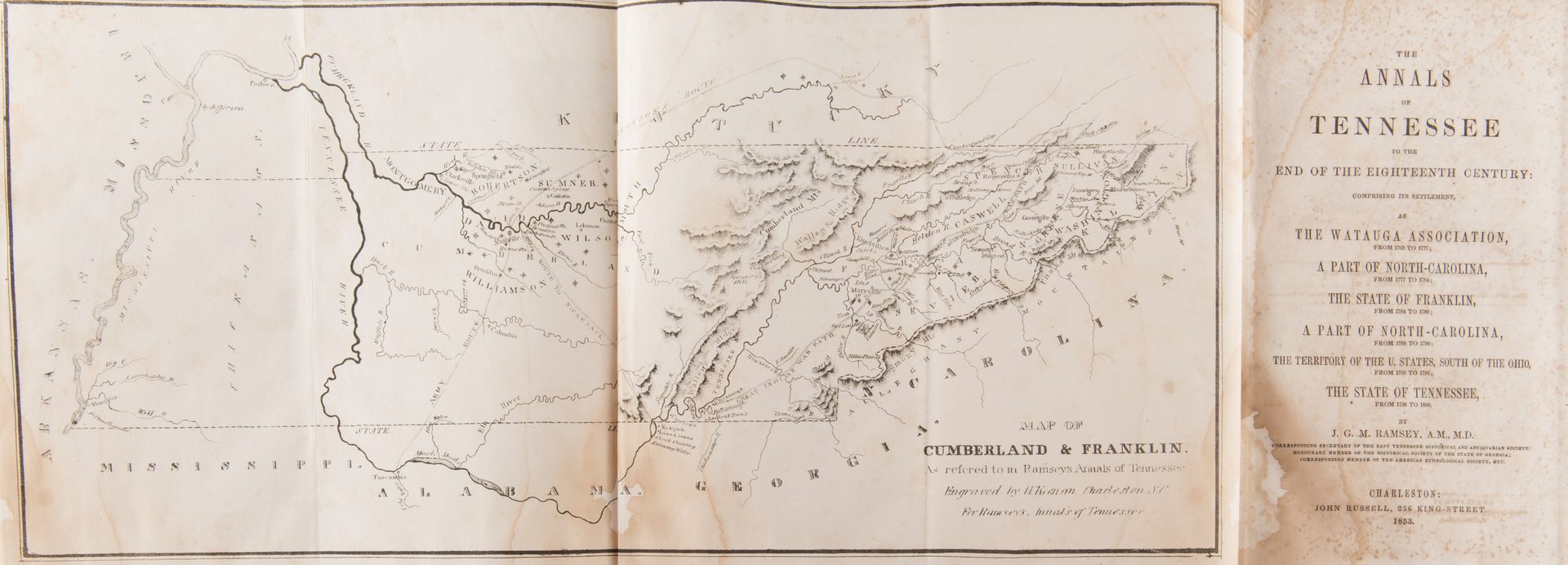 Lot 860: Ramsey's Annals of Tennessee 1853 Charleston inc. Map