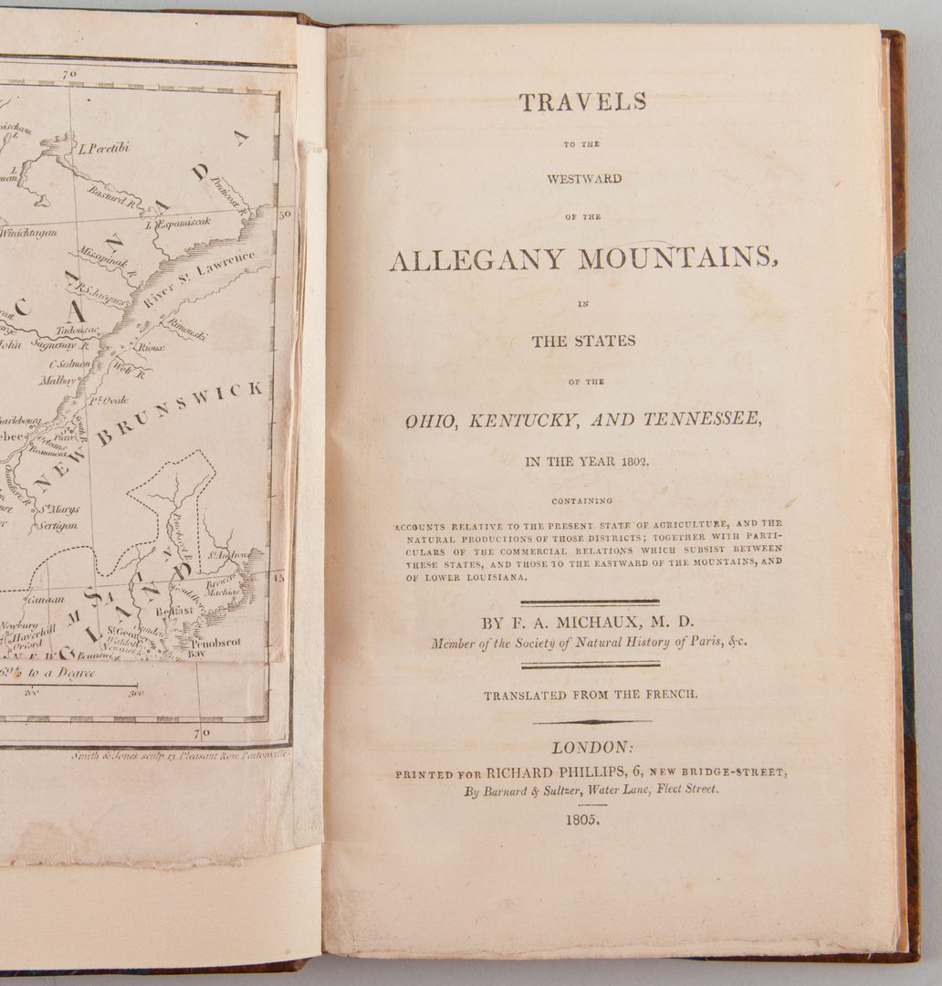 Lot 862: Michaux: Travels Allegany Ohio Tennessee w/ 1805 map