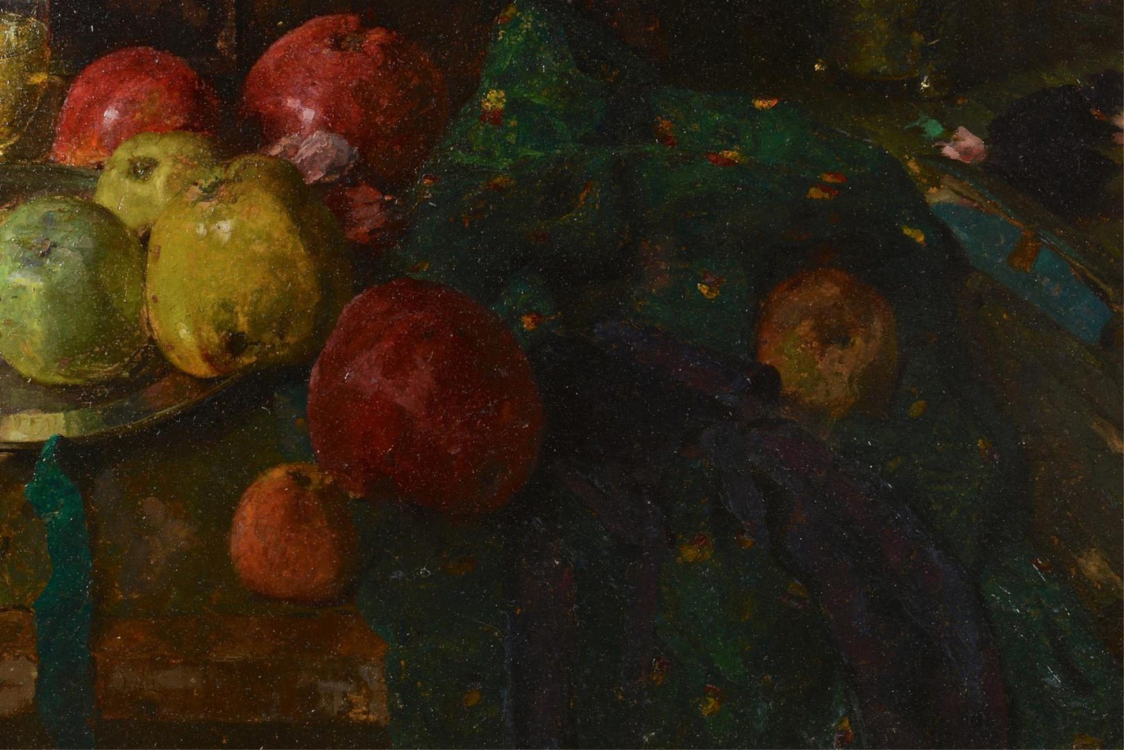 Lot 872: Rene Reinicke, Still Life with Wine and Apples